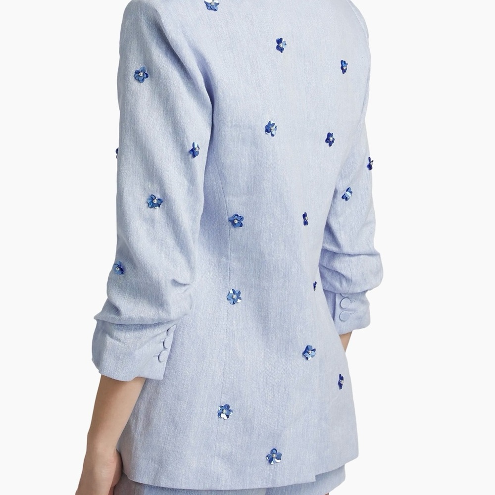 Cinq à Sept Ditsy Kylie Linen-Cotton Single-Breasted Blazer - Picture 3 of 10